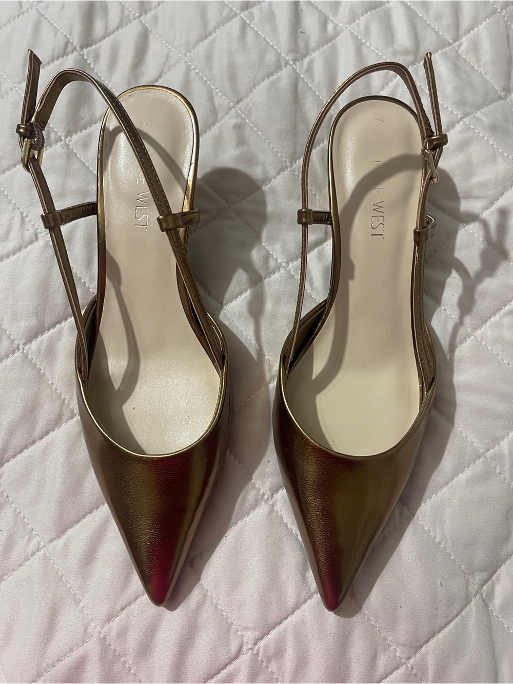 Nine West Rowen Slingback Kitten Heel Pump in Gold